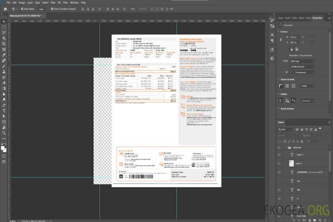 Facture commerciale du service public d'électricité d'Alinta Energy, page 2, SCR template Facture commerciale du service public d'électricité d'Alinta Energy, page 2, SCR template